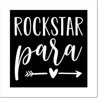 Womens Rockstar Para  Cute Paraprofessional Educator Teacher Posters and Art